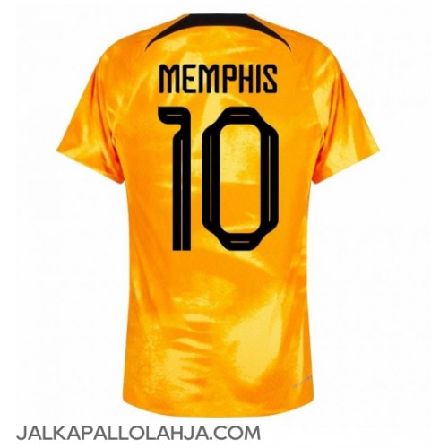 Alankomaat Memphis Depay #10 Kopio Koti Pelipaita MM-kisat 2022 Lyhyet Hihat